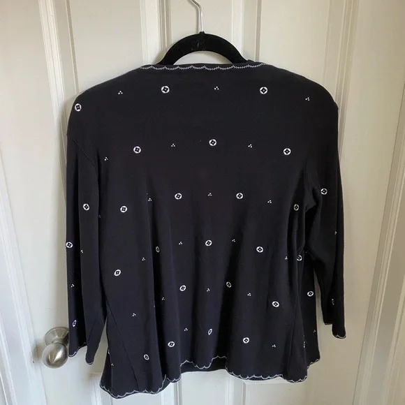 Vintage Talbots 100% Cotton Black Zip Up Sweater and Top Set - Picture 6 of 6